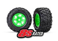 Tires & wheels, assembled, glued (X-Maxx green wheels) (TRX-7772G) - thumbnail