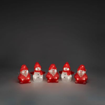 Konstsmide 6254-103 Acryl figuur Energielabel: G (A - G) Sneeuwpoppen Set van 5 stuks Warmwit LED Warm-wit