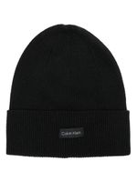 Calvin Klein bonnet nervuré à logo brodé - Noir - thumbnail