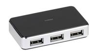 Vivanco USB 2.0 HUB (4-poorts actief, metalen behuizing, incl. voeding) zwart/zilver