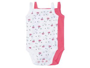 lupilu 2 rompers (50/56, Roze/wit)