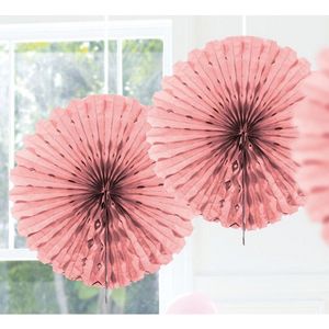 Baby roze hangdecoratie waaier 45 cm