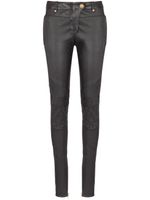 Balmain pantalon en cuir à coupe skinny - Noir