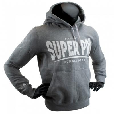 Super Pro hoodie met capuchon grijs/wit Super Pro hoodie met capuchon grijs/wit