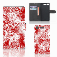 Telefoonhoesje met Naam Sony Xperia XZ1 Angel Skull Rood