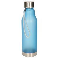 Waterfles/drinkfles/sportfles - blauw - kunststof - rvs dop - 600 ml - thumbnail