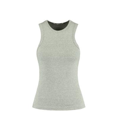America Today fijngebreide singlet Gia van biologisch katoen lichtgrijs
