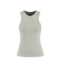 America Today fijngebreide singlet Gia van biologisch katoen lichtgrijs