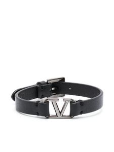 Valentino Garavani bracelet en cuir à détail VLogo - Noir