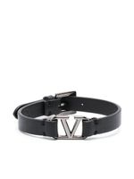 Valentino Garavani bracelet en cuir à détail VLogo - Noir - thumbnail