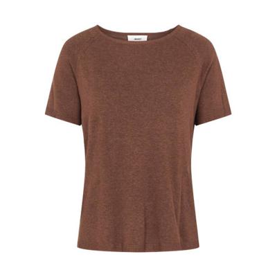 OBJECT fijngebreid T-shirt OBJANGIE bruin