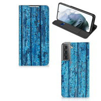 Samsung Galaxy S21 FE Book Wallet Case Wood Blue - thumbnail