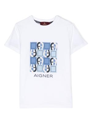 Aigner Kids T-shirt met logoprint - Wit