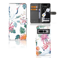 Google Pixel 7 Pro Telefoonhoesje met Pasjes Bird Flowers