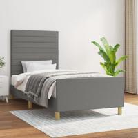 vidaXL Bedframe met hoofdbord stof donkergrijs 80x200 cm, bed, ledikant, tweepersoonsbed, slaapmeubel, bedbodem, bedden, slaapmeubels, slaapmeubelen
