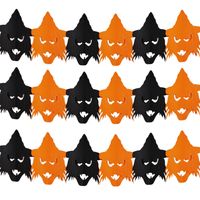 Set van 3x stuks halloween/Horror thema heksen/vogelverschrikkers feestslinger oranje/zwart 3 meter