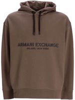 Armani Exchange hoodie en coton à logo imprimé - Marron