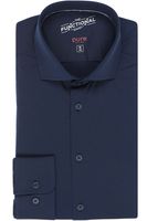 Pure Functional Slim Fit Jersey shirt donkerblauw, Effen - thumbnail