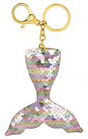 Moses sleutelhanger zeemeerminstaart 7 cm zilver/roze