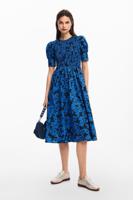 Bloemen midi-jurk - BLUE - S