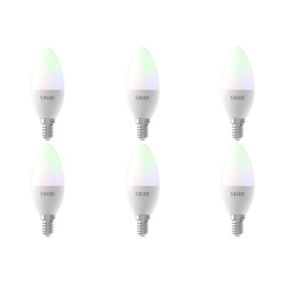 Calex - Led Lamp 6 Pack - Smart Kaarslamp B35 - E14 Fitting - Dimbaar - 5w - Aanpasbare Kleur Cct - Rgb - Mat Wit