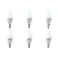 Calex - Led Lamp 6 Pack - Smart Kaarslamp B35 - E14 Fitting - Dimbaar - 5w - Aanpasbare Kleur Cct - Rgb - Mat Wit