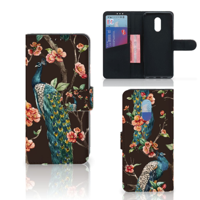 OnePlus 7 Telefoonhoesje met Pasjes Pauw met Bloemen