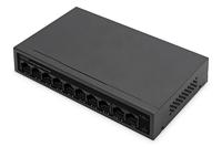 DIGITUS PoE Netwerk Switch - 10-poorts - Gigabit Ethernet - onbeheerd - 8x RJ45 PoE-poorten + 2x RJ45 uplink - 60W PoE budget - CCTV-modus - 10/100/1000 Mbps - zwart