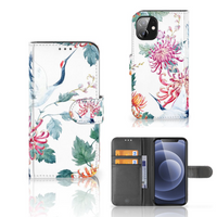 Apple iPhone 12 Mini Telefoonhoesje met Pasjes Bird Flowers