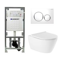 QeramiQ Salina Toiletset - rimless - diepspoel - softclose - quickrelease zitting - Geberit Sigma20 bedieningsplaat glans wit - wit 0701131/sw53743/sw96855/sw96857/ - thumbnail