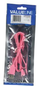 Valueline 1m, USB 2.0 A - Micro B USB-kabel USB A Micro-USB B Roze