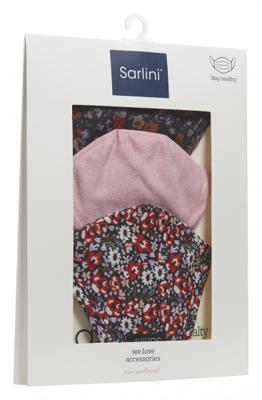 Sarlini mondkapjes gebloemd polyester roze one size 3 stuks