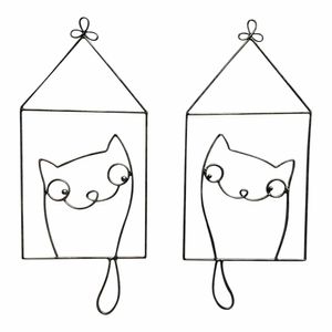 Metalen Wanddecoratie IJzerdraad Katten (Set van 2)