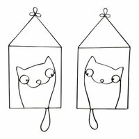 Metalen Wanddecoratie IJzerdraad Katten (Set van 2)