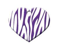 Hondenpenning in hartvorm, aluminium, design zebra, violet, incl. wensgravure op de achterkant, 2,5 x 2 cm