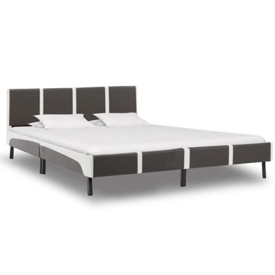 vidaXL Bedframe kunstleer grijs en wit 160x200 cm vidaXL Bedframe kunstleer grijs en wit 160x200 cm