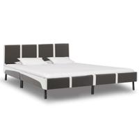 vidaXL Bedframe kunstleer grijs en wit 160x200 cm