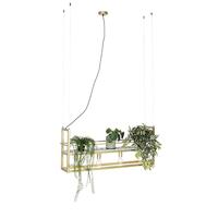 QAZQA - Industrieel | Industrie hanglamp goud met marmer en rek 4-lichts - Cage Rack | Woonkamer | Slaapkamer | Keuken - Staal Langwerpig - E27 Geschikt voor LED - Max. 4 x 60 Watt