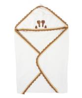 Childhome badcape met washand 80 cm wit/bruin
