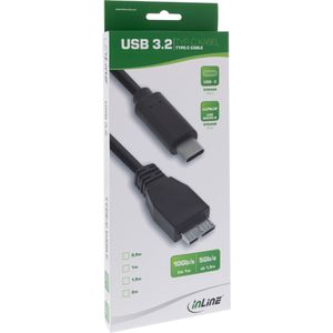 InLine USB 3.1 Typ C/Micro-B, 1.5m USB-kabel 1,5 m USB 3.2 Gen 2 (3.1 Gen 2) USB C Micro-USB B Zwart