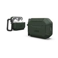 URBAN ARMOR GEAR Scout Case voor Apple AirPods Pro 2022 hoes [compatibel met draadloos opladen/status led zichtbaar, gestructureerde TPU, afneembare karabijnhaak] olijf