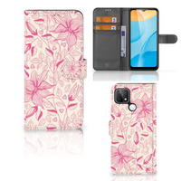 OPPO A15 Hoesje Pink Flowers - thumbnail