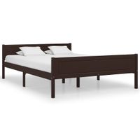 Bedframe massief grenenhout donkerbruin 160x200 cm - thumbnail