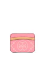 Tory Burch porte-carte à plaque logo T - Rose