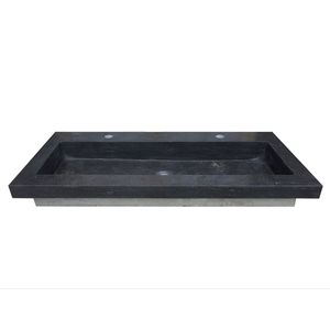 Wastafel Wiesbaden B-Stone 120x46x5 cm met 2 Kraangaten Hardsteen Zwart