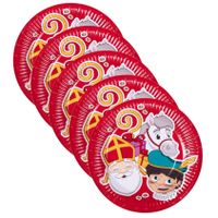 Sinterklaas kartonnen bordjes rood 40x stuks 18 cm