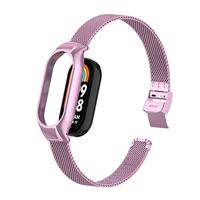 By Qubix - Milanese bandje met case - Roze - Xiaomi Smart Band 8 & 9