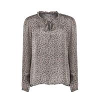 Geisha gebloemde semi-transparante top zwart/koraalrood/wit