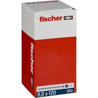 fischer PowerFast II WTP 8,0 x 120, krachtige houtbouwschroef met platte kop, binnensteropname en gedeeltelijke schroefdraad, voor constructieve houtbouw, 50 stuks.