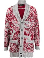 Philipp Plein cardigan long en maille intarsia - Gris